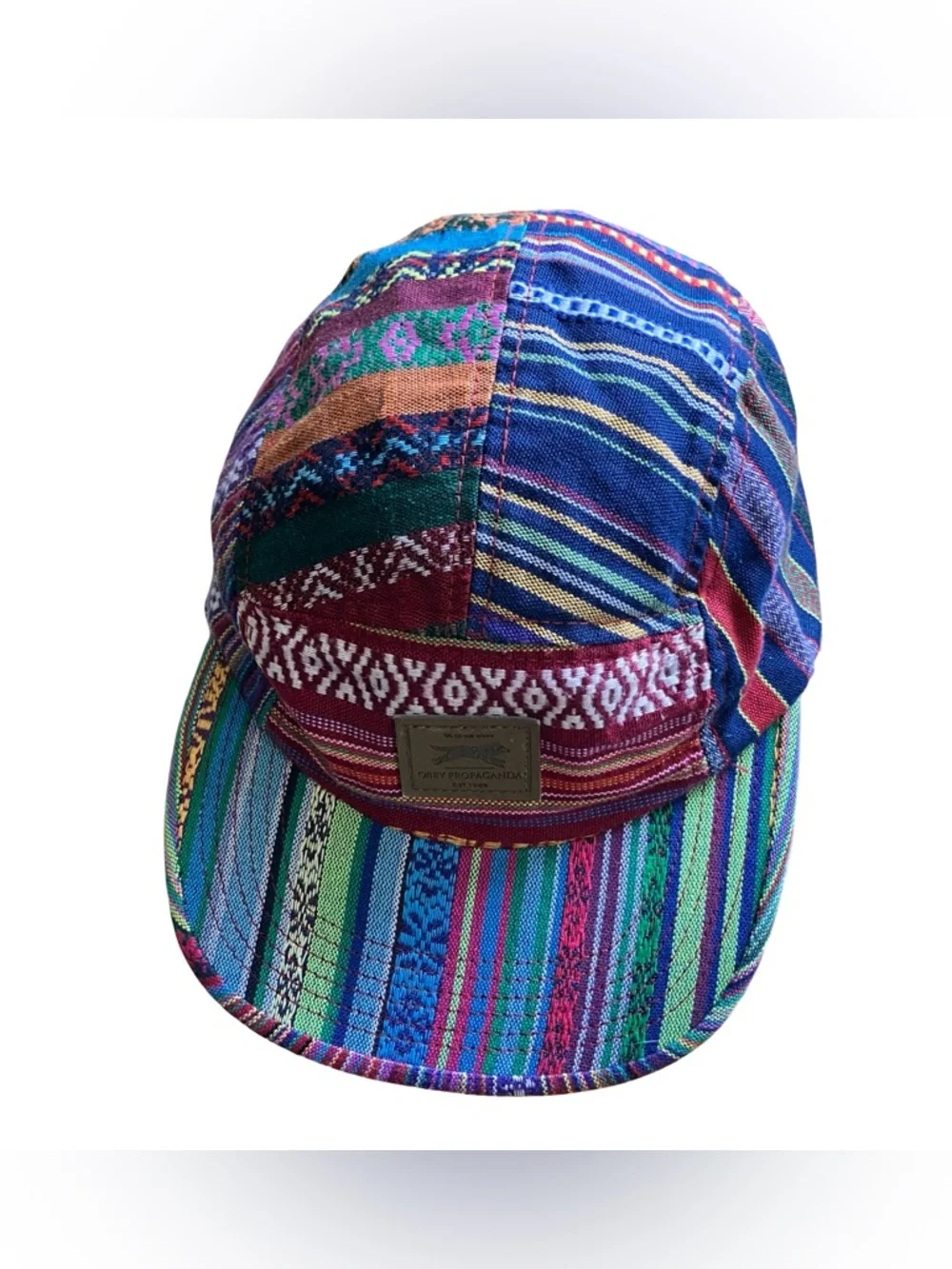Obey Multicolor Woven Camp Cap with Navy Interior